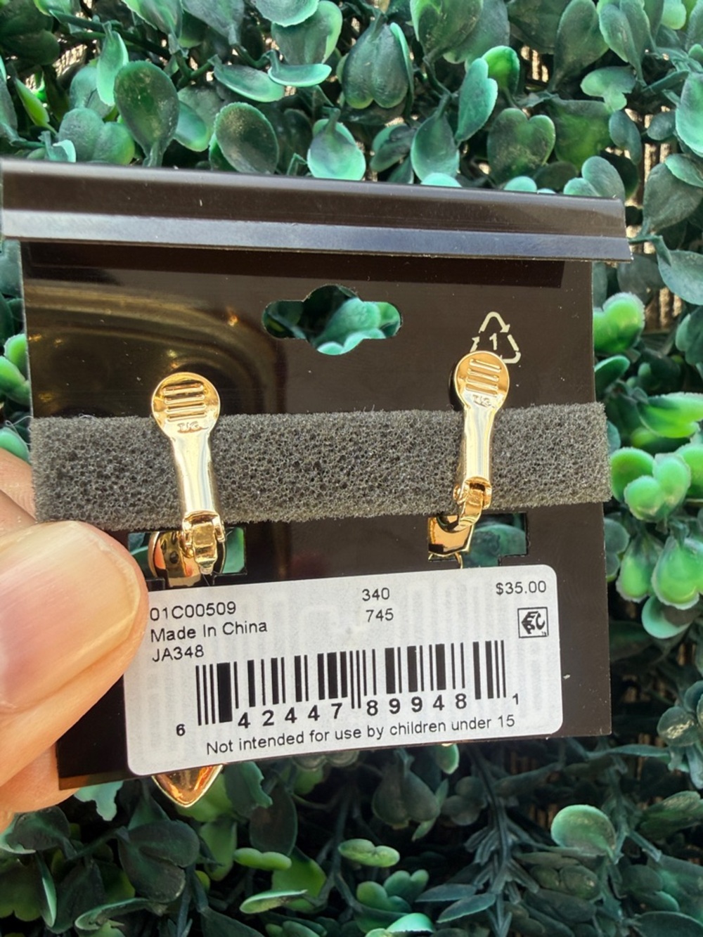 Anne Klein Green Faceted Drop Clip-On Earrings with Gold-Tone Accents - Picture 2 of 2